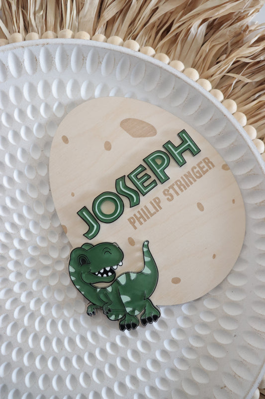 Baby Announcement Dinosaur Plaque