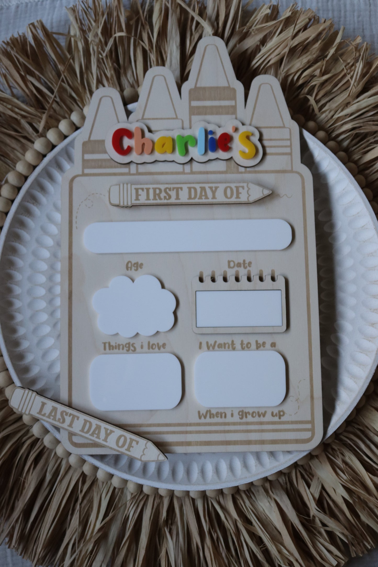 My First/Last Day Back to School Board Crayon Box
