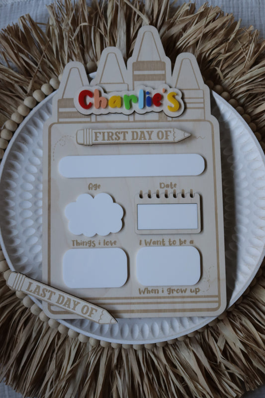 My First/Last Day Back to School Board Crayon Box